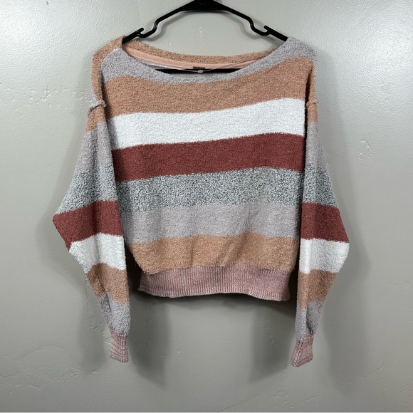 Free People Womens Candyland Pullover Cream and Grey Size Small - Picture 3 of 8